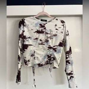 Cider Ruched Pattern Crop Top